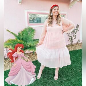 Pink tulle button down shirt